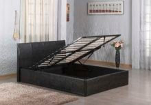 W7- Ottoman Leather Storage Bed, Double, 4'6"