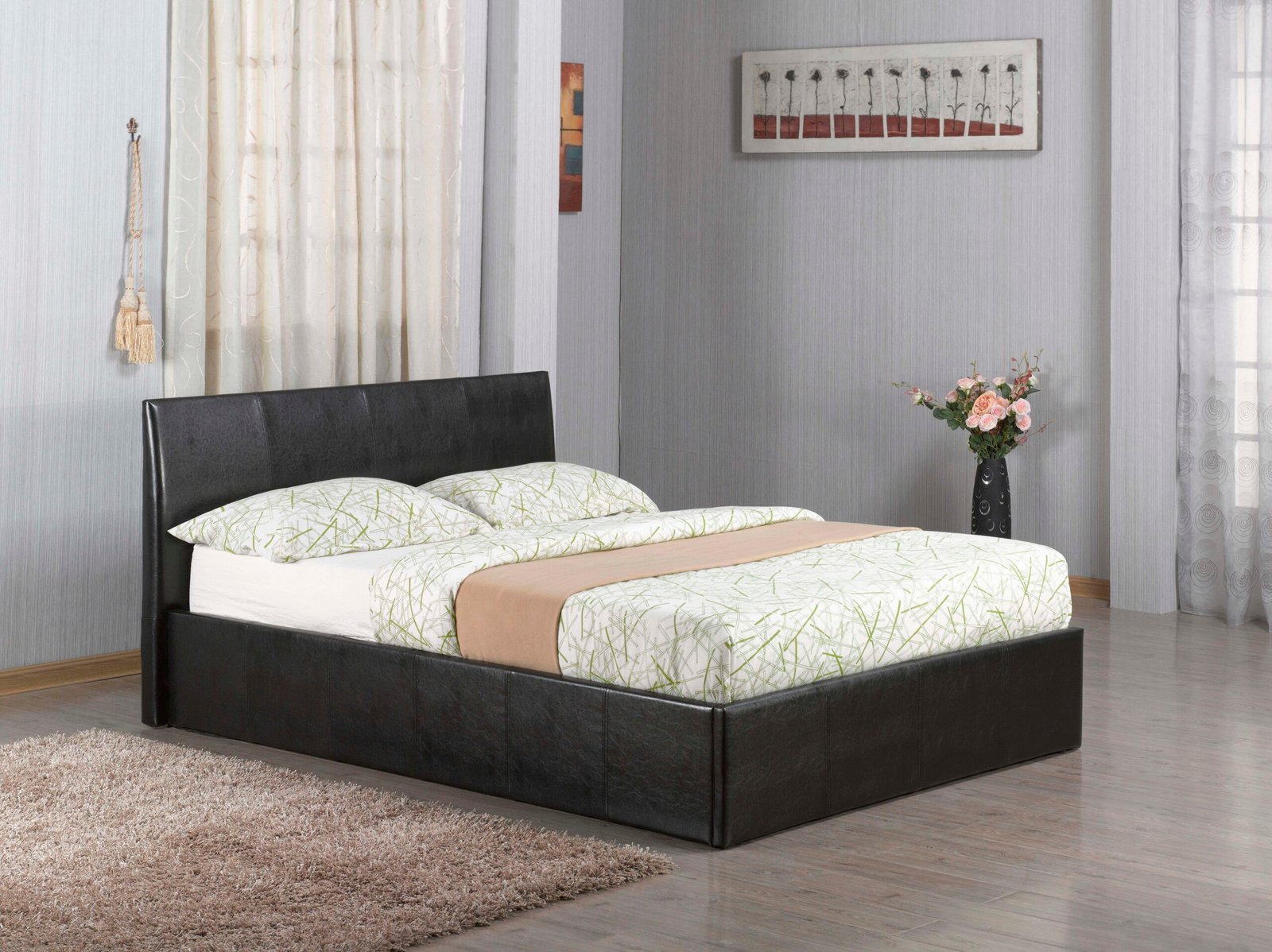 W7- Ottoman Leather Storage Bed, Small Double, 4' - Image 2