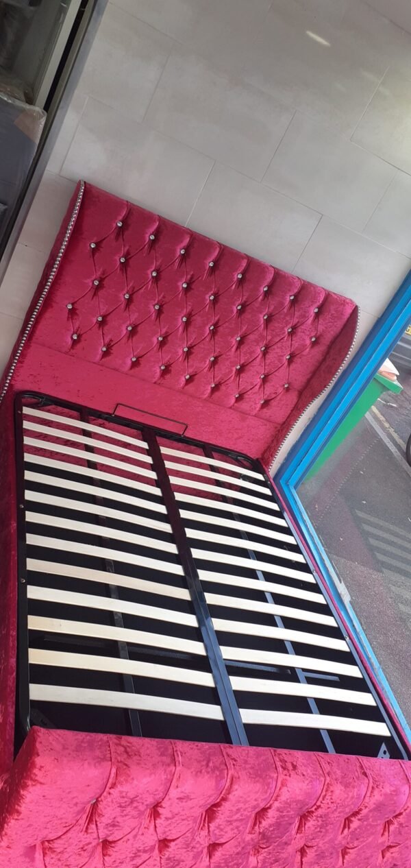 Small Double, Wings Fabric, Ottoman Bedframe+ZigZag Wings, 4'