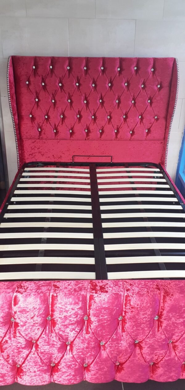 Small Double, Wings Fabric, Ottoman Bedframe+ZigZag Wings, 4'