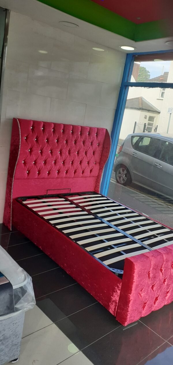 Small Double, Wings Fabric, Ottoman Bedframe+ZigZag Wings, 4'
