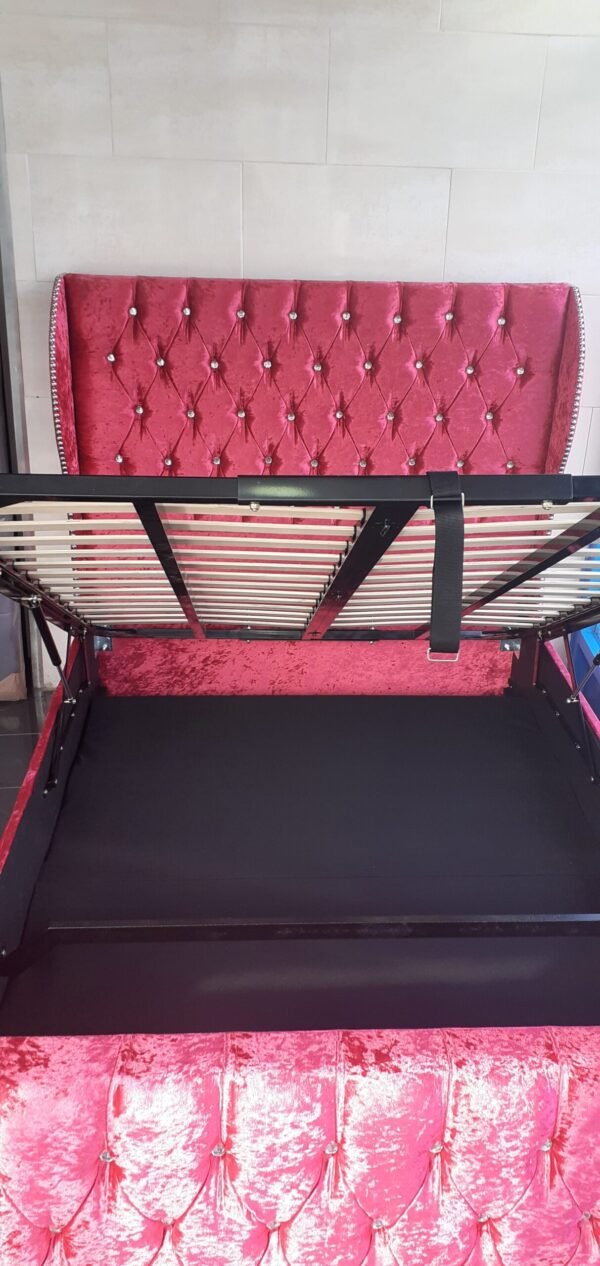 Small Double, Wings Fabric, Ottoman Bedframe+ZigZag Wings, 4'