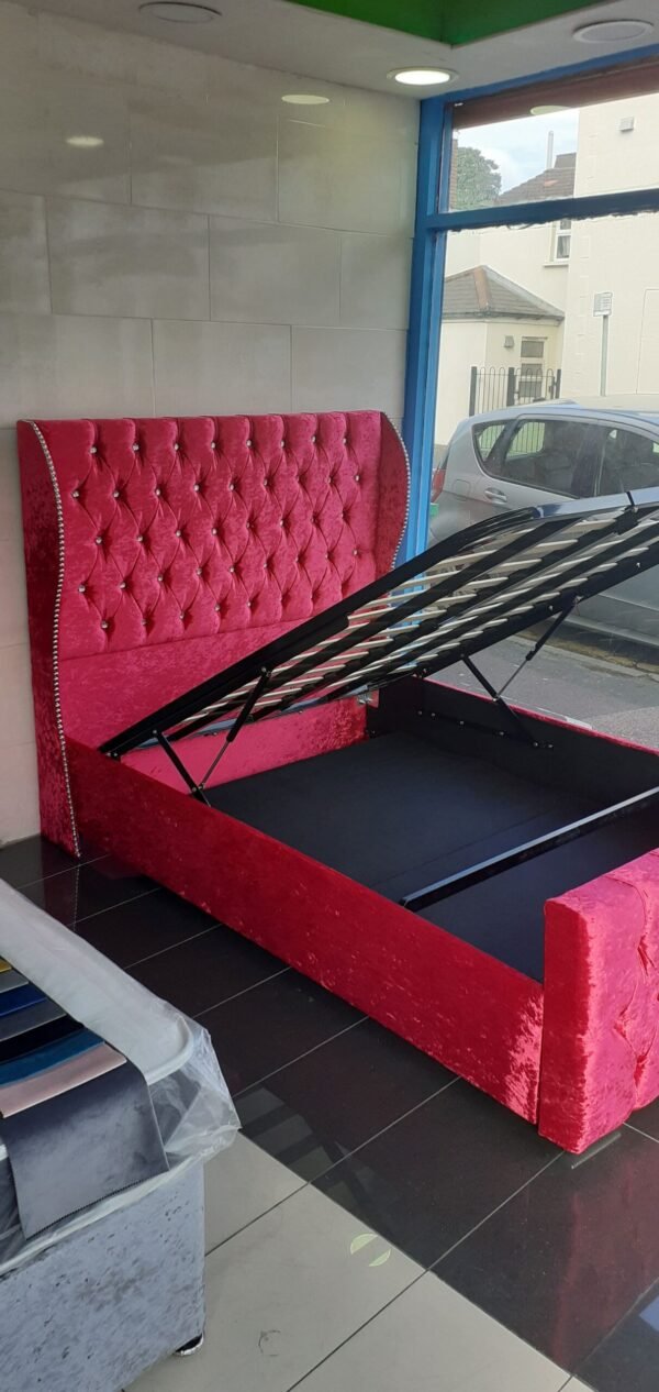 Small Double, Wings Fabric, Ottoman Bedframe+ZigZag Wings, 4'