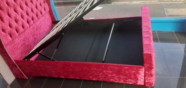 Small Double, Wings Fabric, Ottoman Bedframe+ZigZag Wings, 4'