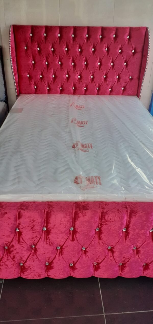 Small Double, Wings Fabric, Ottoman Bedframe+ZigZag Wings, 4'