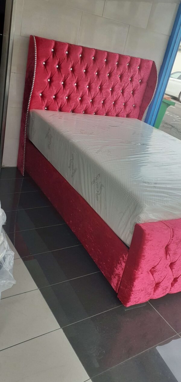 Small Double, Wings Fabric, Ottoman Bedframe+ZigZag Wings, 4'