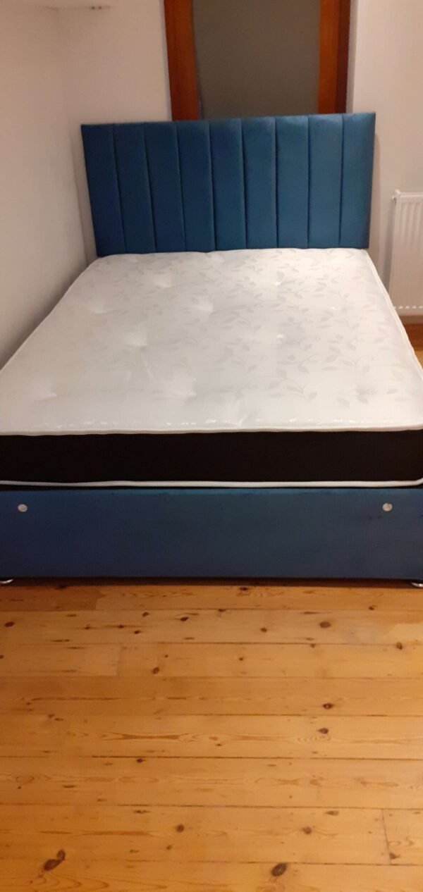 Double, Economy, Medium Soft, Divan Base+24″ Lines Headboard, 4'6"